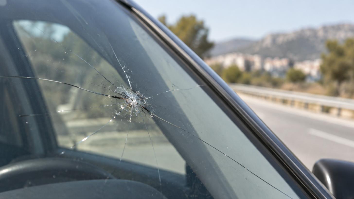 Impacto en el parabrisas de un coche
